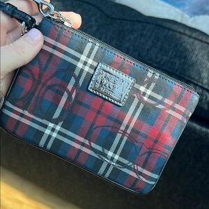 Plaid Wristlet with Silver Logo